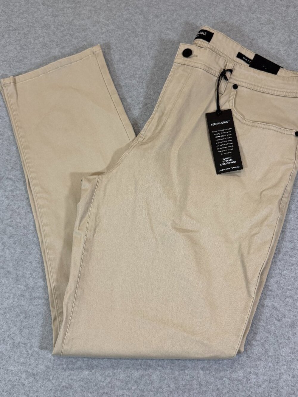 Kenneth Cole Men's Mobility Slim Fit 5-Pocket Stretch Pants Khaki 38x32 NWT